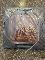 Front view of sealed square Havoc Gifts picture frame showing "Mom's Kitchen" insert