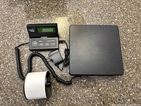 Scale platform, LCD display, cord, power adapter, label roll