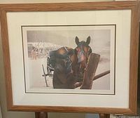 Full view of framed lithograph under glass