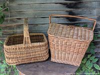 Front view of both baskets showing forms and handles