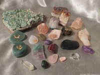 Group shot of all stones laid out on fabric