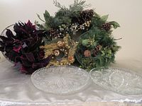Additional angle including large punch bowl and platters