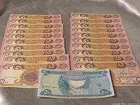 Alternate view of 1 000-IQD notes and 500-IQD note