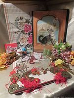 overview of all Asian decor items including lucky cats, scroll, velvet art, coins, flowers
