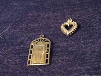 Front view of door and heart pendants