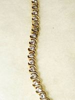 Close-up of bracelet links showing S pattern and clear stones