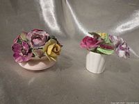 Two Royal Adderley floral bouquet figurines side by side