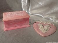 Rectangular trinket box and heart plaque together
