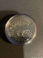 Reverse of 1980 Canada dollar coin in capsule