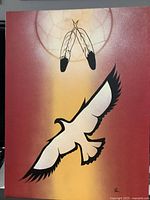 Full view of painting showing eagle and dream-catcher motif