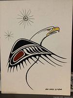 Full view of acrylic eagle painting on board