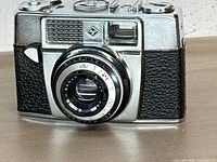 Front view of Agfa Silette camera showing Prontor lens and leatherette body