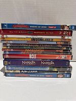 Stack view of DVD spines showing titles and quantity