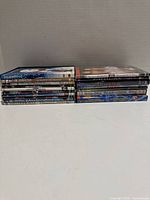 Two stacks of DVD cases front edge