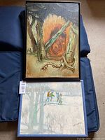 Both framed paintings overall view