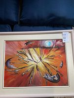 Full view of framed abstract painting