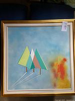 Full view of framed abstract painting