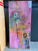 Full view of vertical abstract canvas painting
