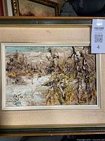 Front view of framed painting showing full artwork and frame