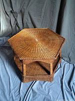 Top view of hexagonal wicker table surface