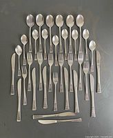 All 34 pieces laid out showing composition of set