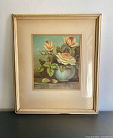 Front view of framed oil painting showing mat, frame and subject