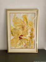 Front view of framed watercolour showing artwork, mat and frame