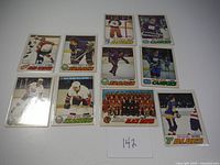 Group shot of all 10 1977 O-Pee-Chee hockey cards