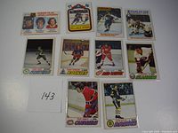 All ten O-Pee-Chee hockey cards laid out for overview