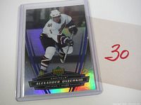 Front of Ovechkin rookie card in sleeve