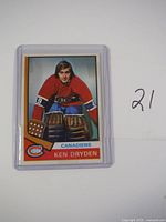 Front of Ken Dryden 1972-73 O-Pee-Chee card in sleeve