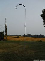 Full view of tall shepherd's hook standing in lawn