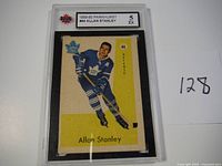 Front of KSA slab showing Allan Stanley card #44, grade 5 EX
