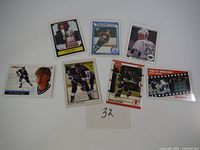 All seven Wayne Gretzky cards laid out