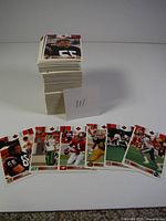 Stack of cards with several representative cards front facing