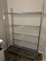 Front view of fully assembled five-shelf rack