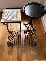 Group view of both side tables and magazine rack
