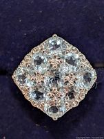 Top view showing square cluster of aquamarines