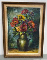 Full view of framed floral painting
