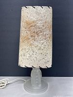 Full view of lamp showing shade, base and cord