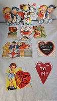 Front view showing majority of Valentine cards laid out