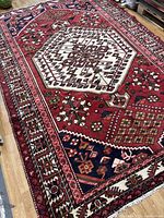 Full view of Bakhtiari rug showing overall design and size