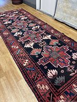 Full angled view of runner rug showing pattern and colours