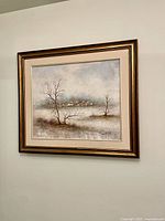 Front view of framed painting on wall