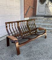 Front angled view of three-seat bentwood sofa frame