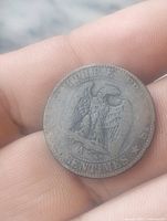 Reverse showing imperial eagle, denomination 5 centimes, mint mark A