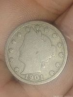 Obverse showing Liberty bust, stars, date 1901