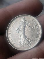 Obverse showing Sower design and REPUBLIQUE FRANÇAISE legend