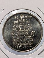 Full view of reverse side of 2002 50-cent coin in holder