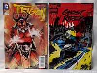 Front covers of Teen Titans Trigon and Ghost Rider comics